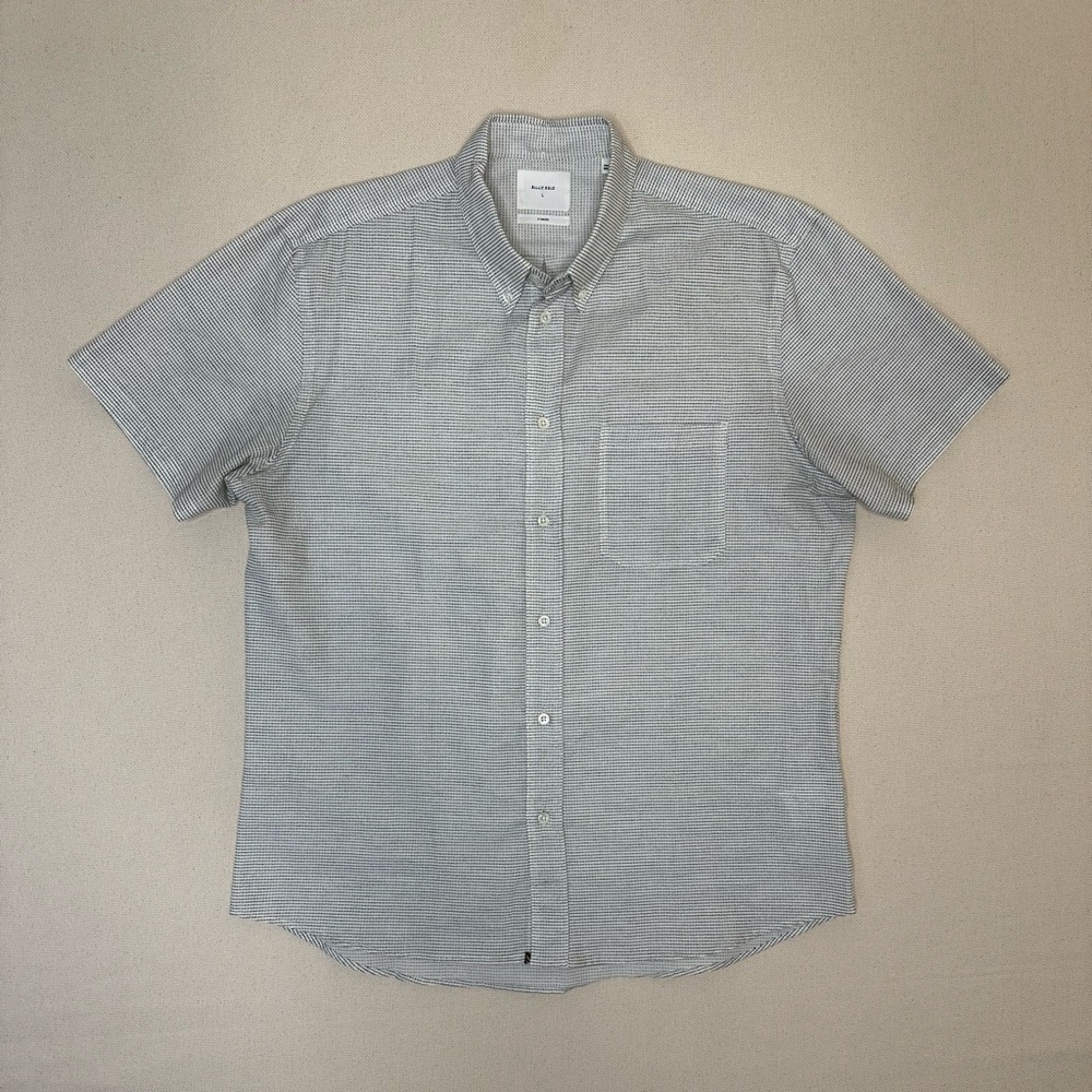 Billy Reid Men's Blue/Gray Short Sleeve Shirt Standard Fit